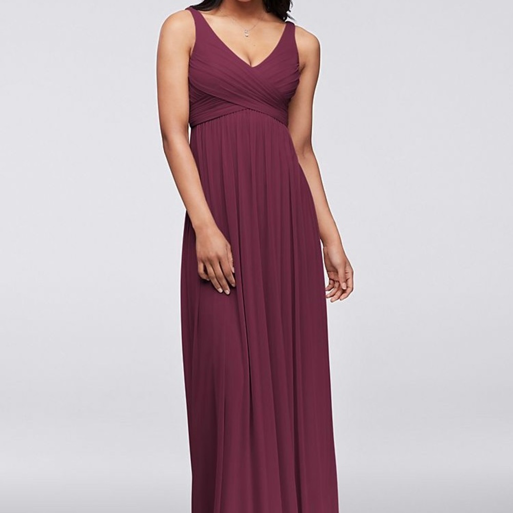David’s Bridal wine bridesmaid dress